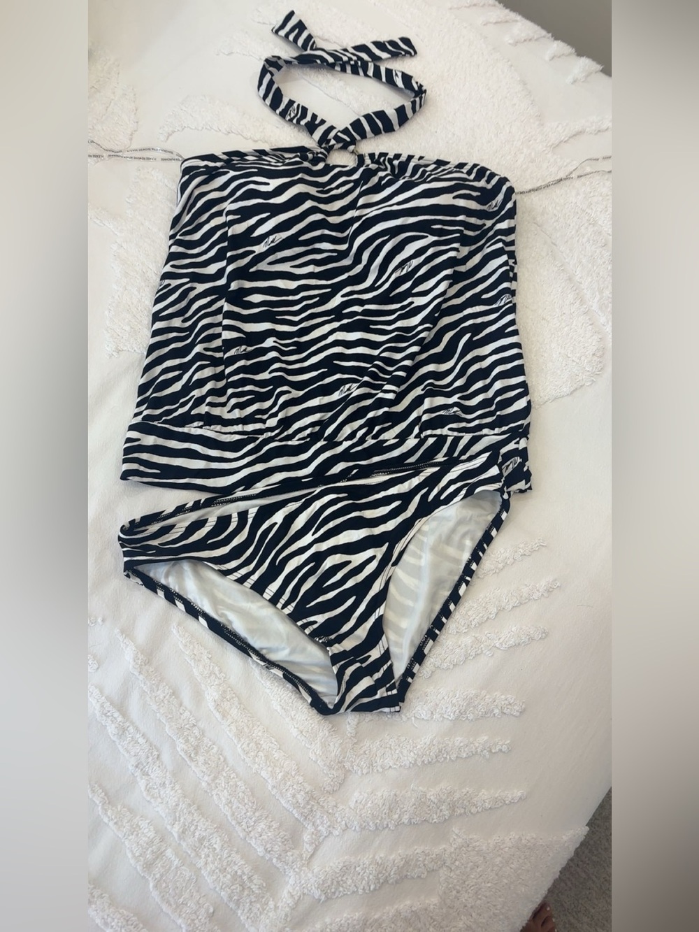 Michael Kors Zebra Print Halter Tankini Top and bottom
